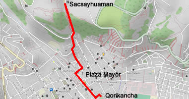 Recorrido del Inti Raymi Karte