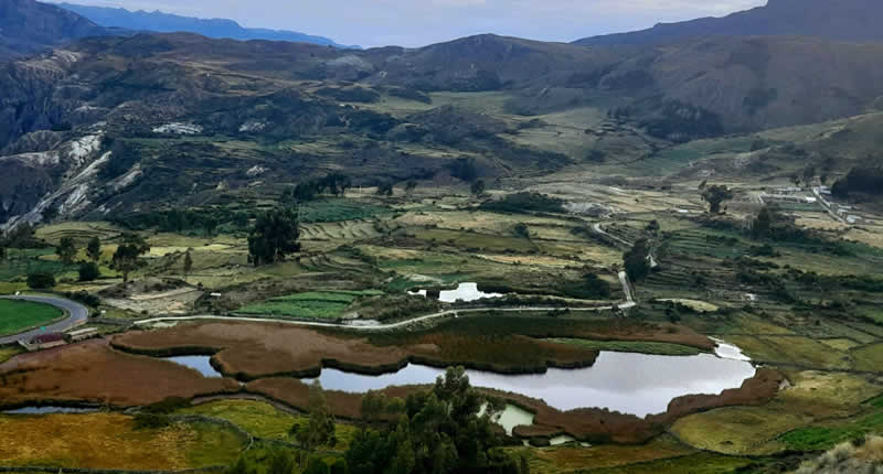 Laguna de Qoricancha (Occeccocha) – Hochandiner See & Rastplatz für Zugvögel bei Andamarca Laguna de Qoricancha (Occeccocha) – Goldene Lagune, graue Spiegel & Zugvögel bei Andamarca