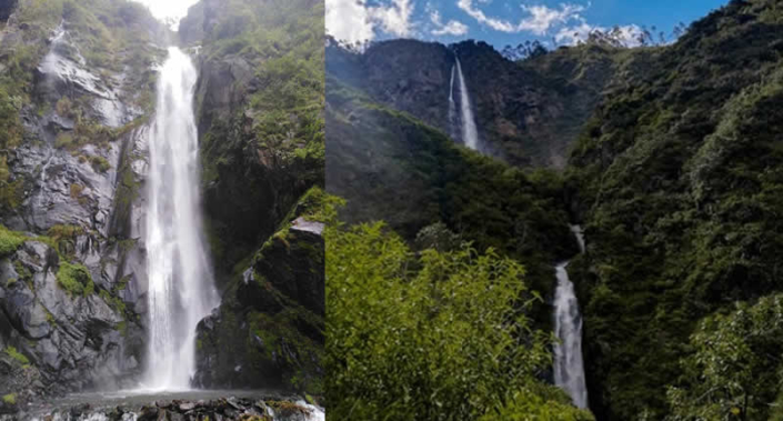 Cascada Wayra Phauchinta Cascada Wayra Phauchinta bei Sandia: Doppelter Wasserfall im grünen Osten von Puno