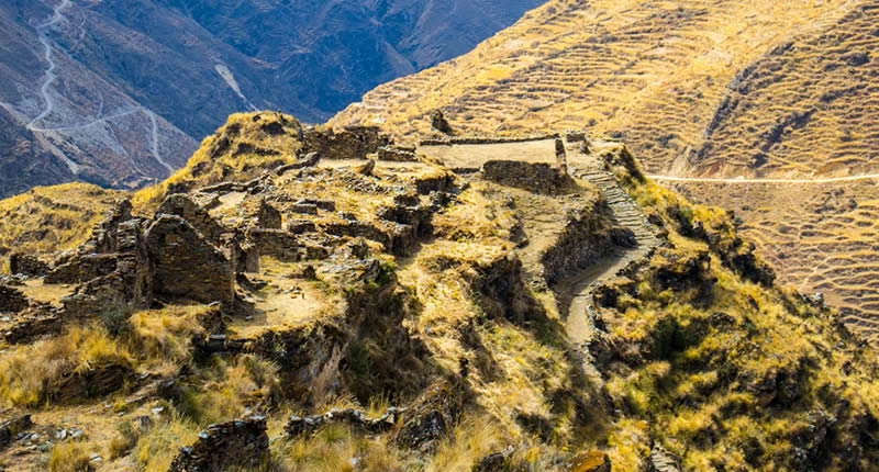 Blick auf die Inka-Siedlung